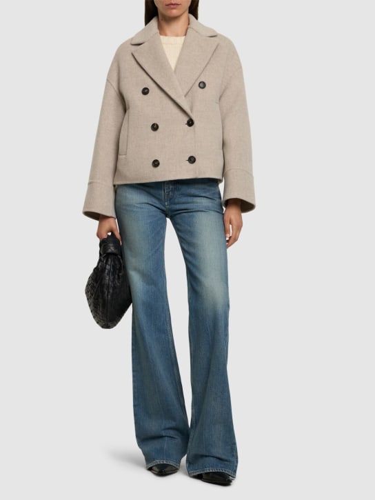 Brunello Cucinelli: Zweireihiger Mantel aus Wollmischung - Beige - women_1 | Luisa Via Roma
