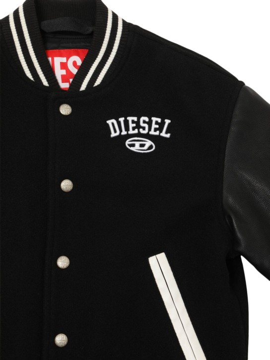 Diesel Kids: Poly faux leather bomber jacket - Siyah - kids-boys_1 | Luisa Via Roma