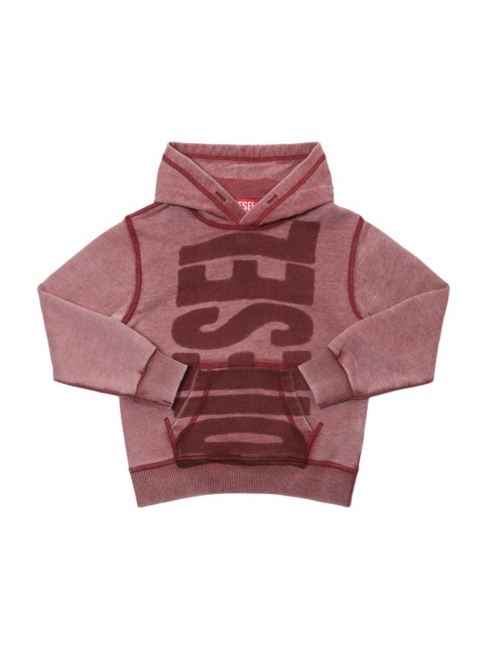 Diesel Kids: Logo cotton hooded sweatshirt - Red - kids-girls_0 | Luisa Via Roma