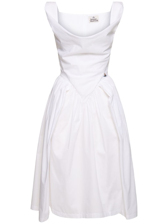 Vivienne Westwood: Sunday poplin corset midi dress - Beyaz - women_0 | Luisa Via Roma