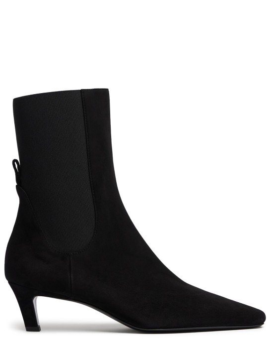 Toteme: 60mm The Mid suede ankle boots - Black Suede - women_0 | Luisa Via Roma