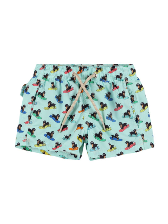 Mc2 Saint Barth: Dachshund print nylon swim shorts - Green - kids-boys_0 | Luisa Via Roma