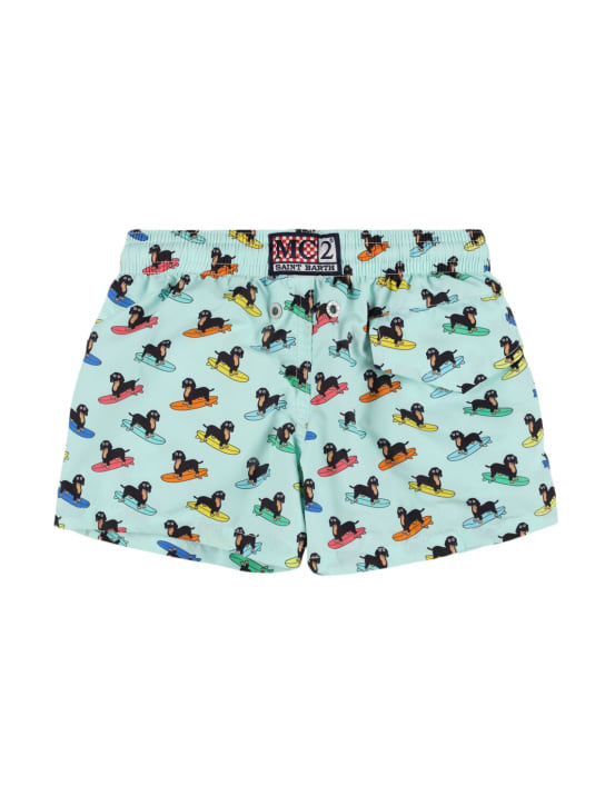 Mc2 Saint Barth: Dachshund print nylon swim shorts - Yeşil - kids-boys_1 | Luisa Via Roma