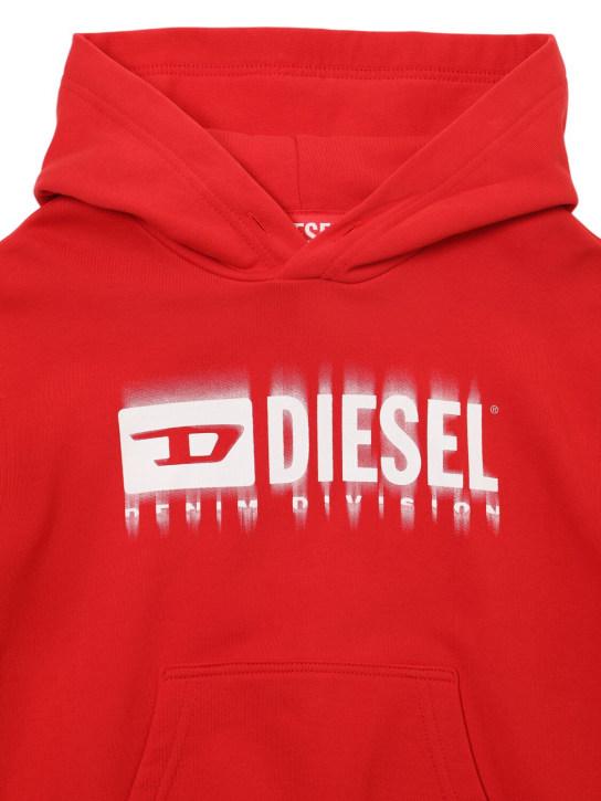 Diesel Kids: Cotton hooded sweatshirt w/logo - Red - kids-boys_1 | Luisa Via Roma