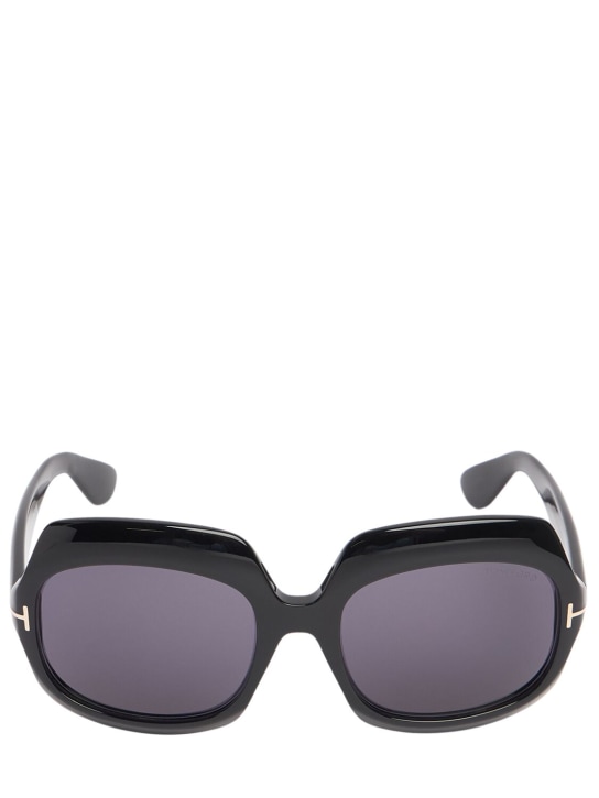 Tom Ford: Ren round sunglasses - Black/Smoke - women_0 | Luisa Via Roma