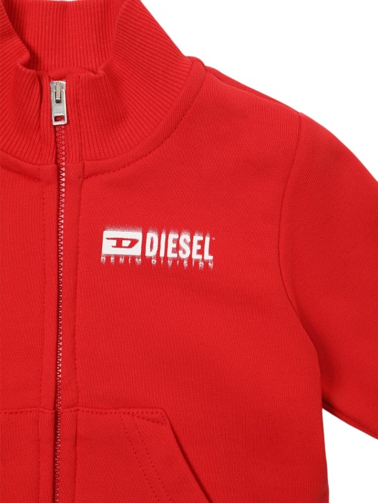 Diesel Kids: Cotton zip-up sweatshirt w/logo - Red - kids-girls_1 | Luisa Via Roma