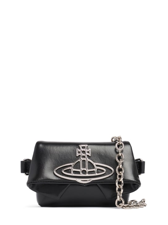 Vivienne Westwood: Mini Tasche aus seidigem Leder „Courtney Chain“ - Schwarz - women_0 | Luisa Via Roma