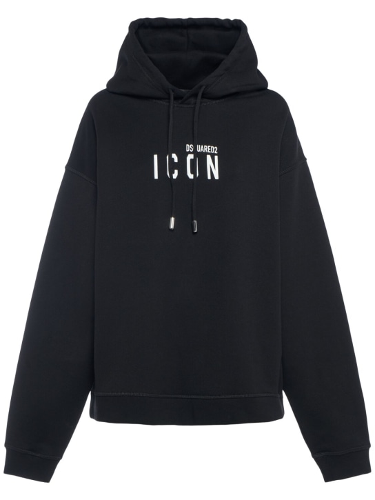 Dsquared2: Sweatshirt Hoodie aus Fleece „Icon“ - Schwarz - women_0 | Luisa Via Roma