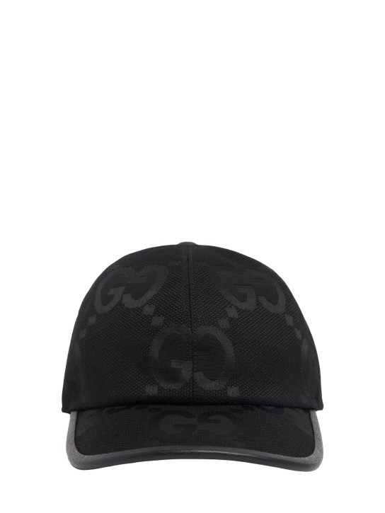 Gucci: GG logo jacquard baseball cap - Siyah - men_0 | Luisa Via Roma