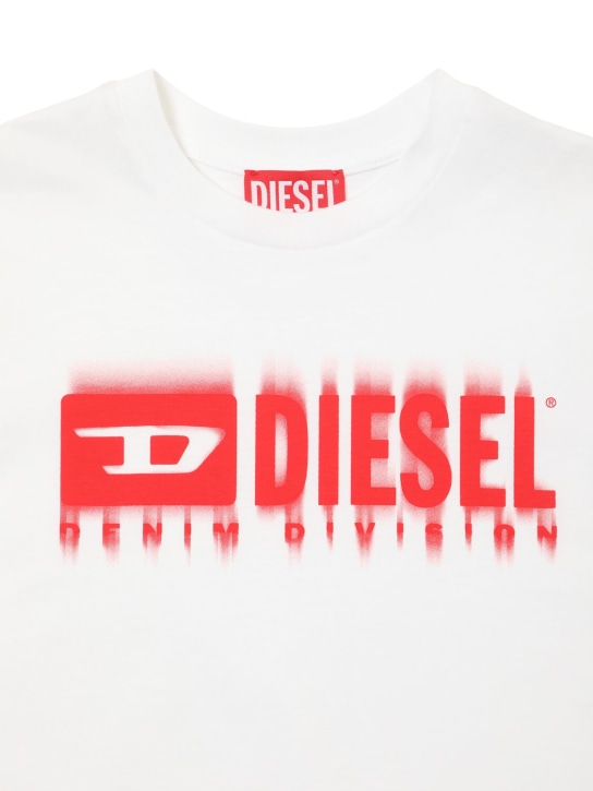 Diesel Kids: T-shirt en jersey de coton imprimé logo - Blanc - kids-girls_1 | Luisa Via Roma