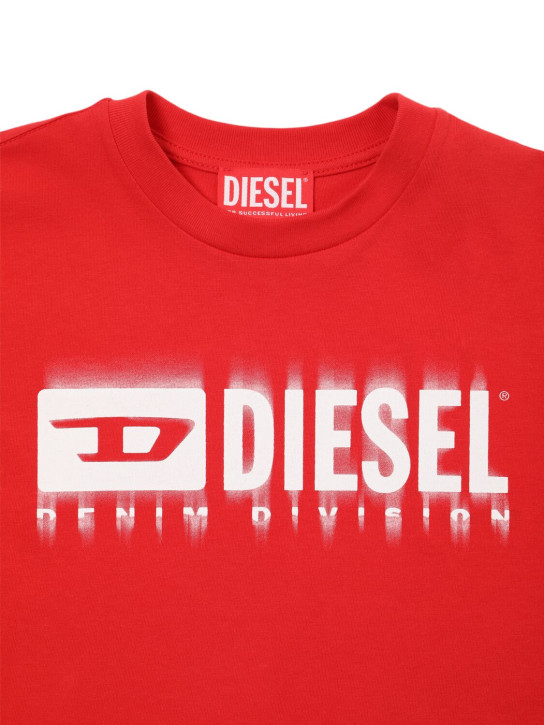 Diesel Kids: Cotton jersey t-shirt w/printed logo - Red - kids-girls_1 | Luisa Via Roma