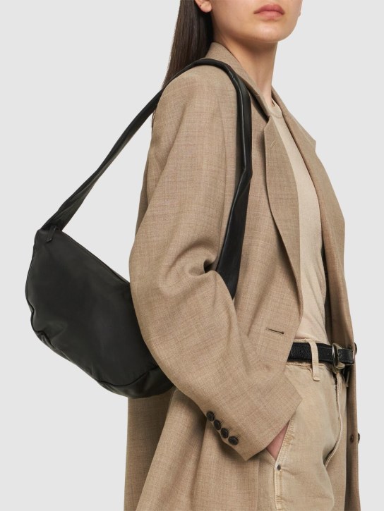 St. Agni: Small Crescent leather shoulder bag - Black - women_1 | Luisa Via Roma