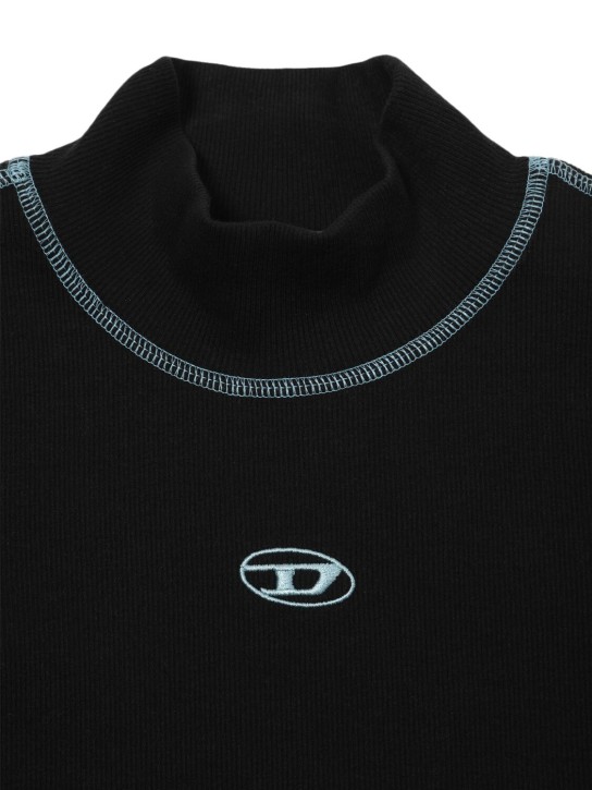 Diesel Kids: Cotton jersey turtleneck t-shirt - Black - kids-boys_1 | Luisa Via Roma