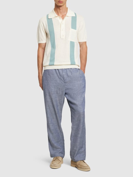 Frescobol Carioca: Pantalones chino de lino y algodón - Azul - men_1 | Luisa Via Roma