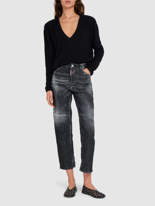 Dsquared2: Jeans rectos con cintura alta - Negro - women_1 | Luisa Via Roma