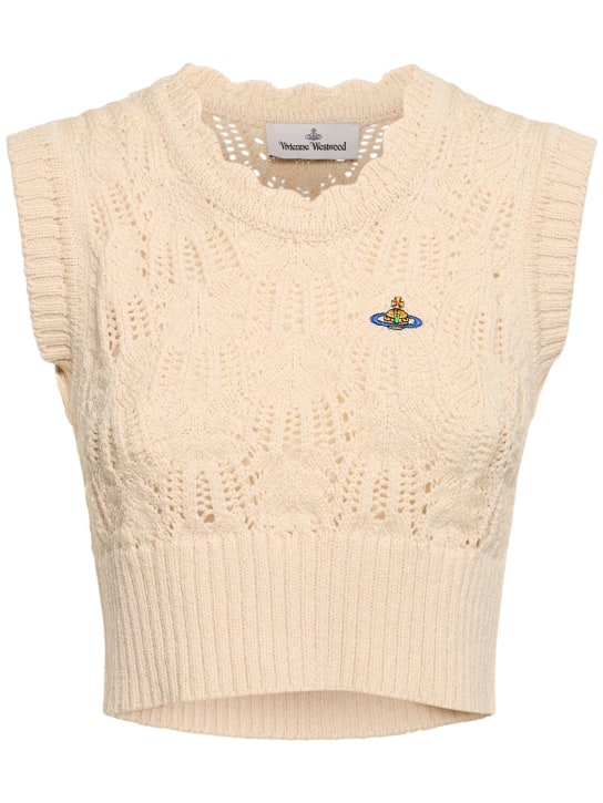 Vivienne Westwood: Samantha openwork knit vest - Cream - women_0 | Luisa Via Roma