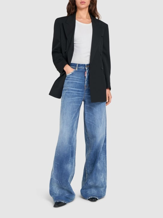 Dsquared2: Traveller mid rise wide jeans - Mavi - women_1 | Luisa Via Roma