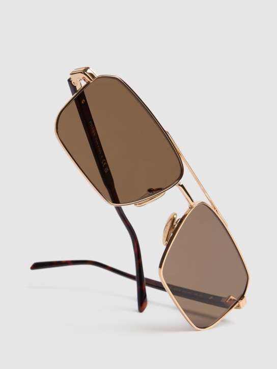 Prada: Square acetate sunglasses - Gold/Green - men_1 | Luisa Via Roma