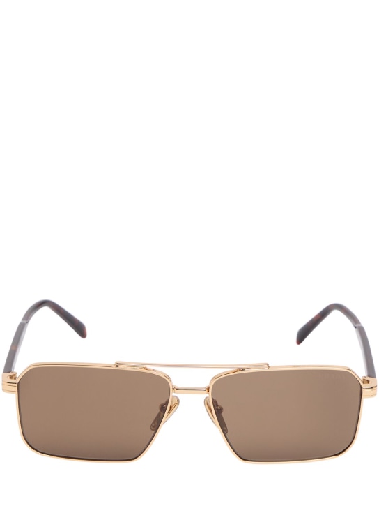 Prada: Square acetate sunglasses - Gold/Green - men_0 | Luisa Via Roma