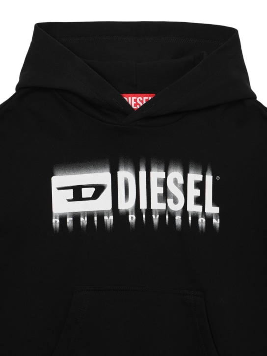 Diesel Kids: Logo棉质连帽卫衣 - 黑色 - kids-boys_1 | Luisa Via Roma