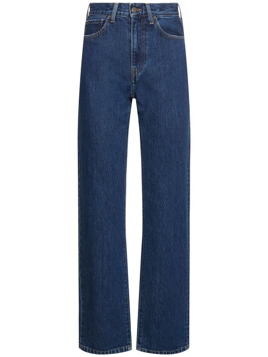 Carhartt WIP: Noxon high waist straight leg jeans - Blue Stone Wash - women_0 | Luisa Via Roma