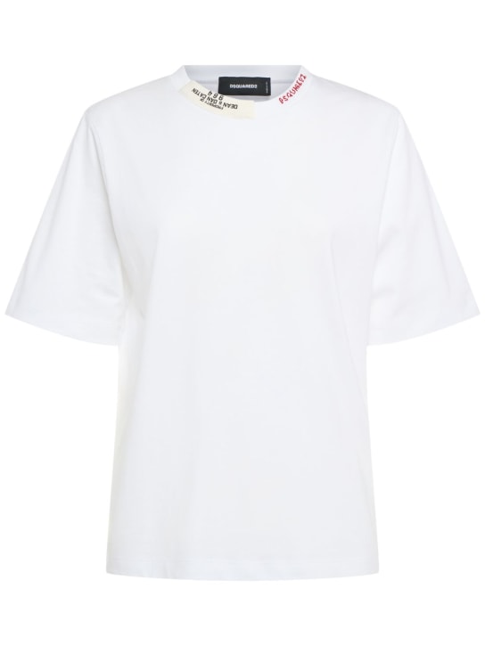 Dsquared2: Camiseta de algodón - Blanco - women_0 | Luisa Via Roma