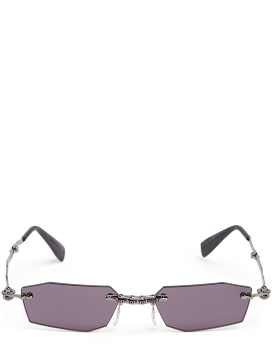 Kuboraum Berlin: H40 Metal machinery rimless sunglasses - Black/Grey - women_0 | Luisa Via Roma