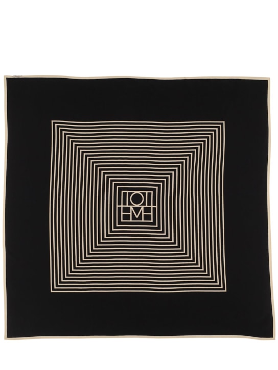 Toteme: Foulard in seta monogram - Black Monogram - women_0 | Luisa Via Roma