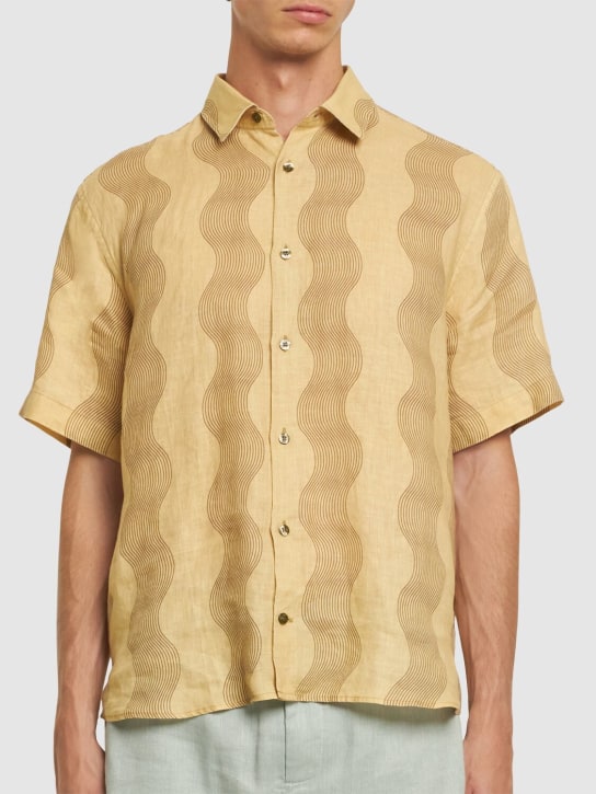 Frescobol Carioca: Castro Cabana striped linen shirt - Lemon Spinach - men_2 | Luisa Via Roma