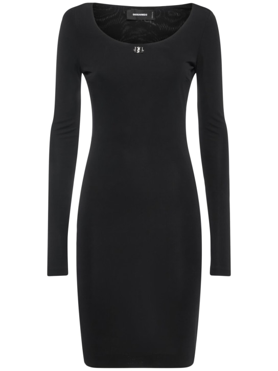 Dsquared2: Vestido corto de viscosa jersey crepé - Negro - women_0 | Luisa Via Roma