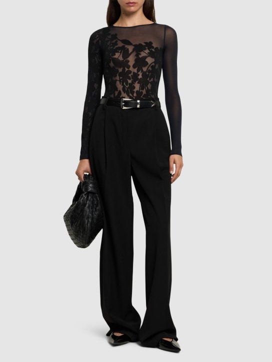 Wolford: Graphic flower sheer bodysuit - Black - women_1 | Luisa Via Roma
