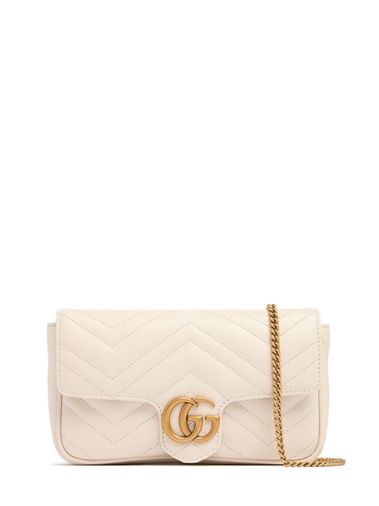 Gucci: Mini GG Marmont leather shoulder bag - Mystic White - women_0 | Luisa Via Roma