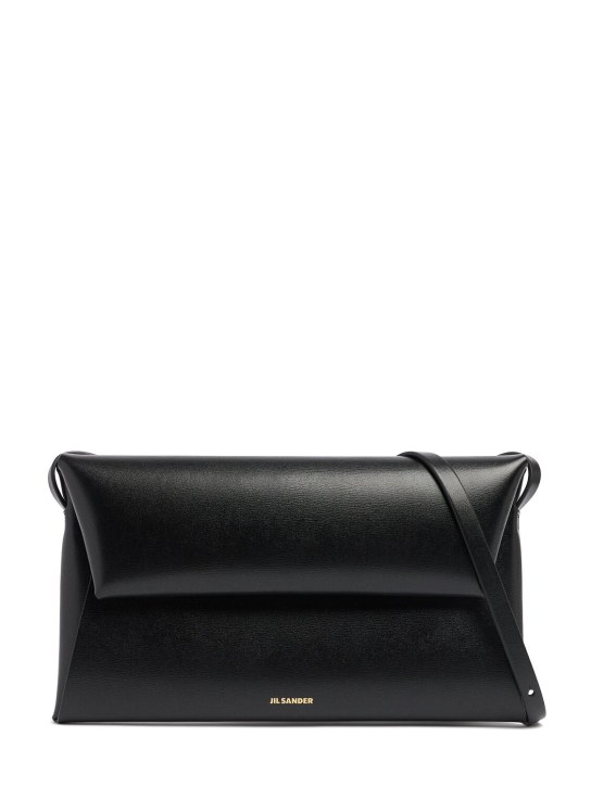 Jil Sander: Small Folded palmellato leather bag - Black - women_0 | Luisa Via Roma