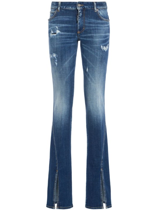 Dsquared2: Icon mid rise straight jeans w/slits - Blue - women_0 | Luisa Via Roma