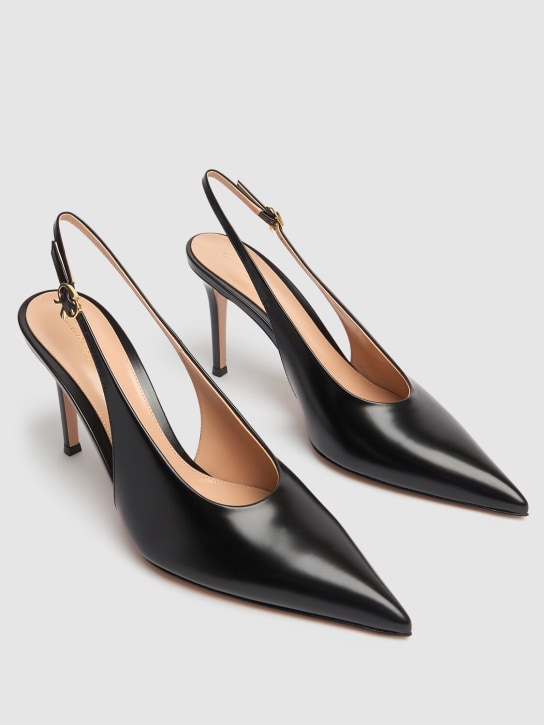 Gianvito Rossi: 85mm Tokio leather slingback pumps - women_2 | Luisa Via Roma
