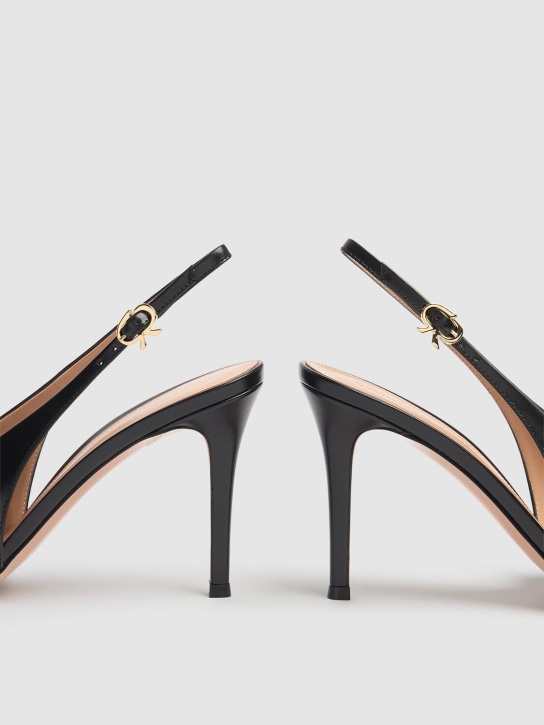 Gianvito Rossi: 85mm Tokio leather slingback pumps - women_3 | Luisa Via Roma