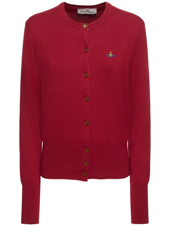 Vivienne Westwood: Bea棉&羊绒针织开衫 - 酒红色 - women_0 | Luisa Via Roma