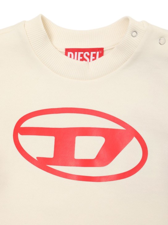 Diesel Kids: Cotton crewneck sweatshirt w/logo - Off-White - kids-boys_1 | Luisa Via Roma