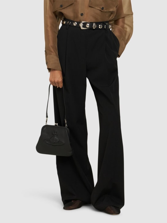Vivienne Westwood: Vivienne Orb smooth leather clutch - Siyah - women_1 | Luisa Via Roma