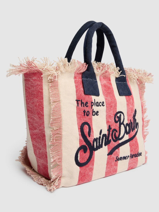 Mc2 Saint Barth: Tasche aus Baumwolle mit Logo & Streifen - Rot/Weiß - kids-girls_1 | Luisa Via Roma