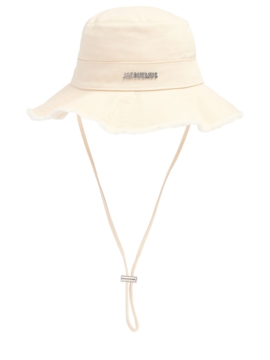 Jacquemus: Le Bob Artichaut canvas bucket hat - Off White - men_0 | Luisa Via Roma