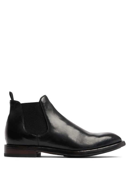 Officine Creative: Temple leather Chelsea boots - Canyon Nero - men_0 | Luisa Via Roma