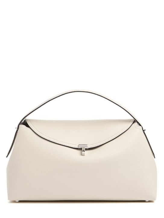 Toteme: Borsa T-Lock in pelle martellata - Milk Grain - women_0 | Luisa Via Roma