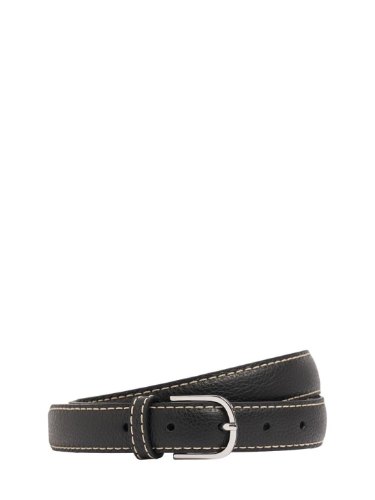 Toteme: Slim leather belt - Black Grain - women_0 | Luisa Via Roma