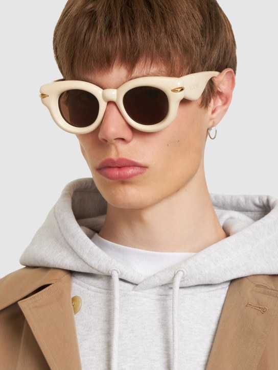 Loewe: Inflated round sunglasses - Cream - men_2 | Luisa Via Roma