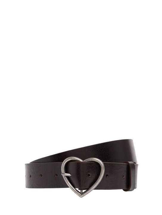 Martine Rose: Charm leather belt - Kahverengi - men_0 | Luisa Via Roma