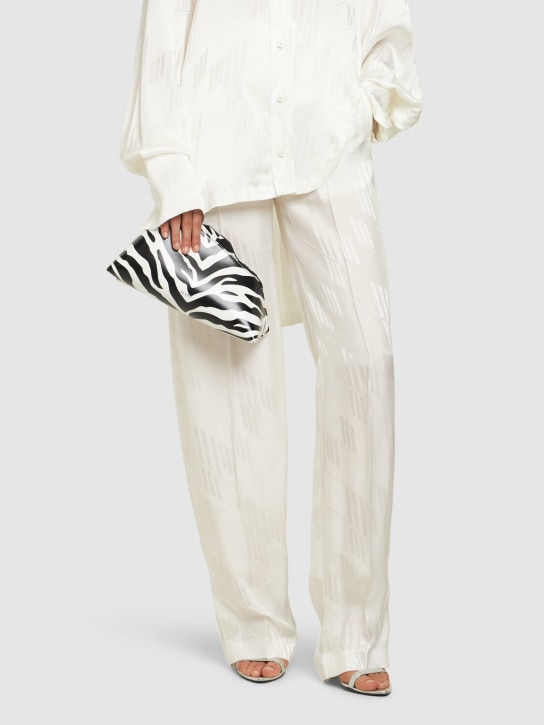 The Attico: 8.30 PM zebra printed leather clutch - White/Black - women_1 | Luisa Via Roma
