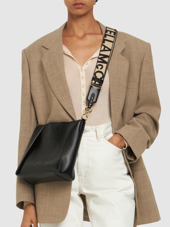 Stella McCartney: Tiny Eco shiny dotted chamois bag - Black - women_1 | Luisa Via Roma