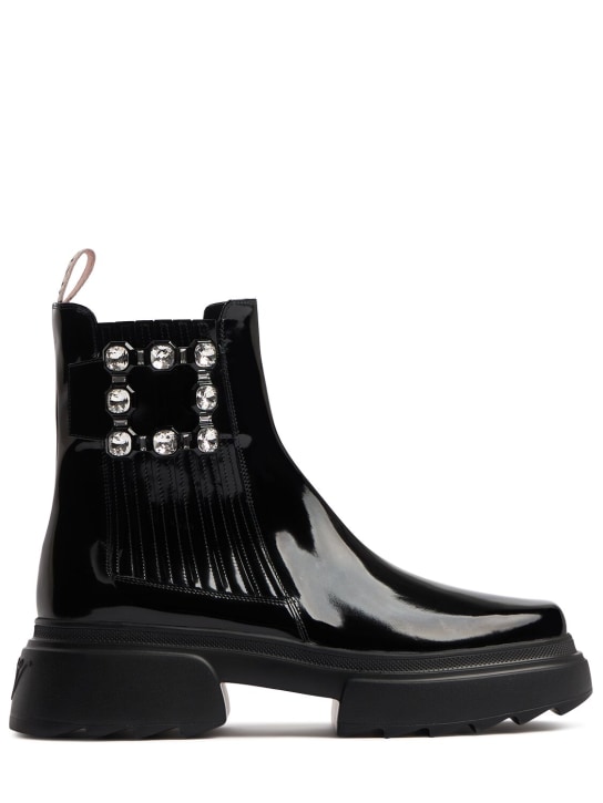 Roger Vivier: 30mm Wallaviv leather ankle boots - Black - women_0 | Luisa Via Roma