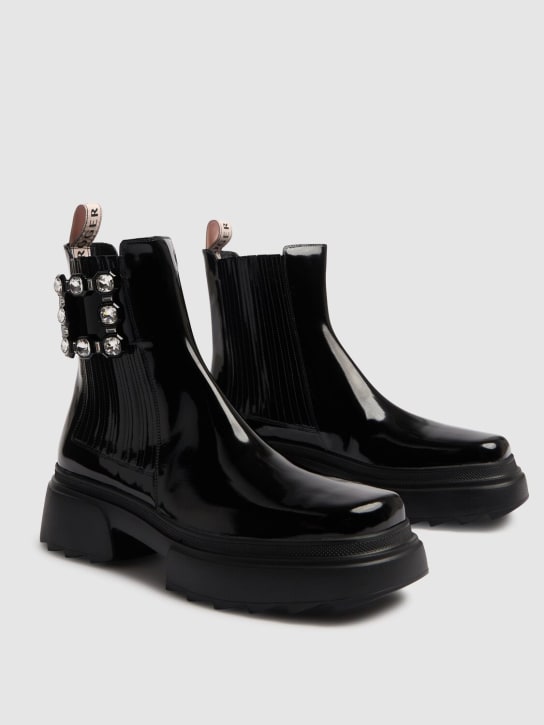 Roger Vivier: 30mm Wallaviv leather ankle boots - Black - women_1 | Luisa Via Roma